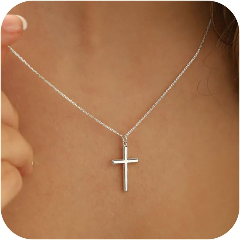 MONOZO Cross Necklace for Women, 14K Gold Plated, 16+2'/18+2' inches, Gold Cross Necklaces for Women, Trendy Gold Jewelry Gifts for Women - Image 1